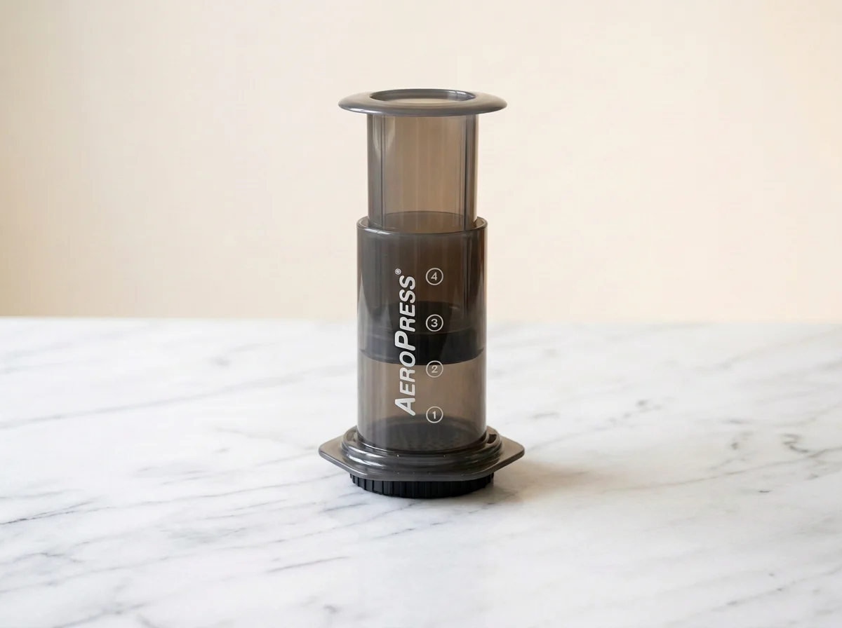AeroPress coffee maker used for immersion brewing tests