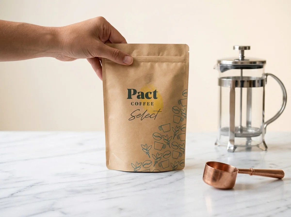 Pact Coffee Bourbon Cream on marble testing surface